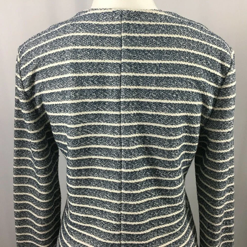 Lou & Grey Striped Blue White‎ Career Sweater W Asymmetrical Zipper Size Small